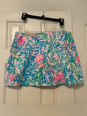 Lilly Pulitzer Madison Knit Skort Skirt Stretch Multi Coral Bay Size Medium